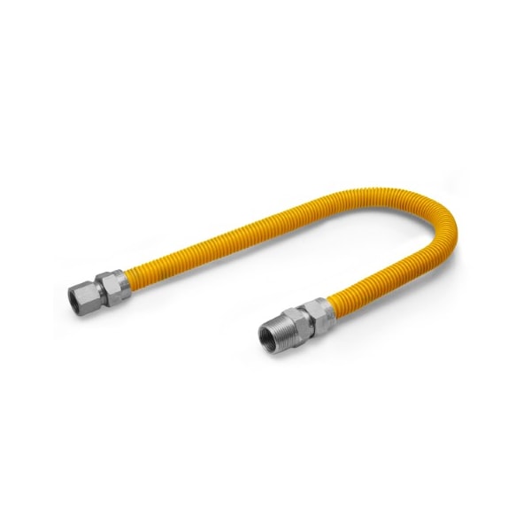 Flextron Gas Line Hose 5/8'' O.D.x24'' Len 1/2" FIPx3/4" MIP Fittings Yellow Coated Stainless Steel Flexible FTGC-YC12-24M - main